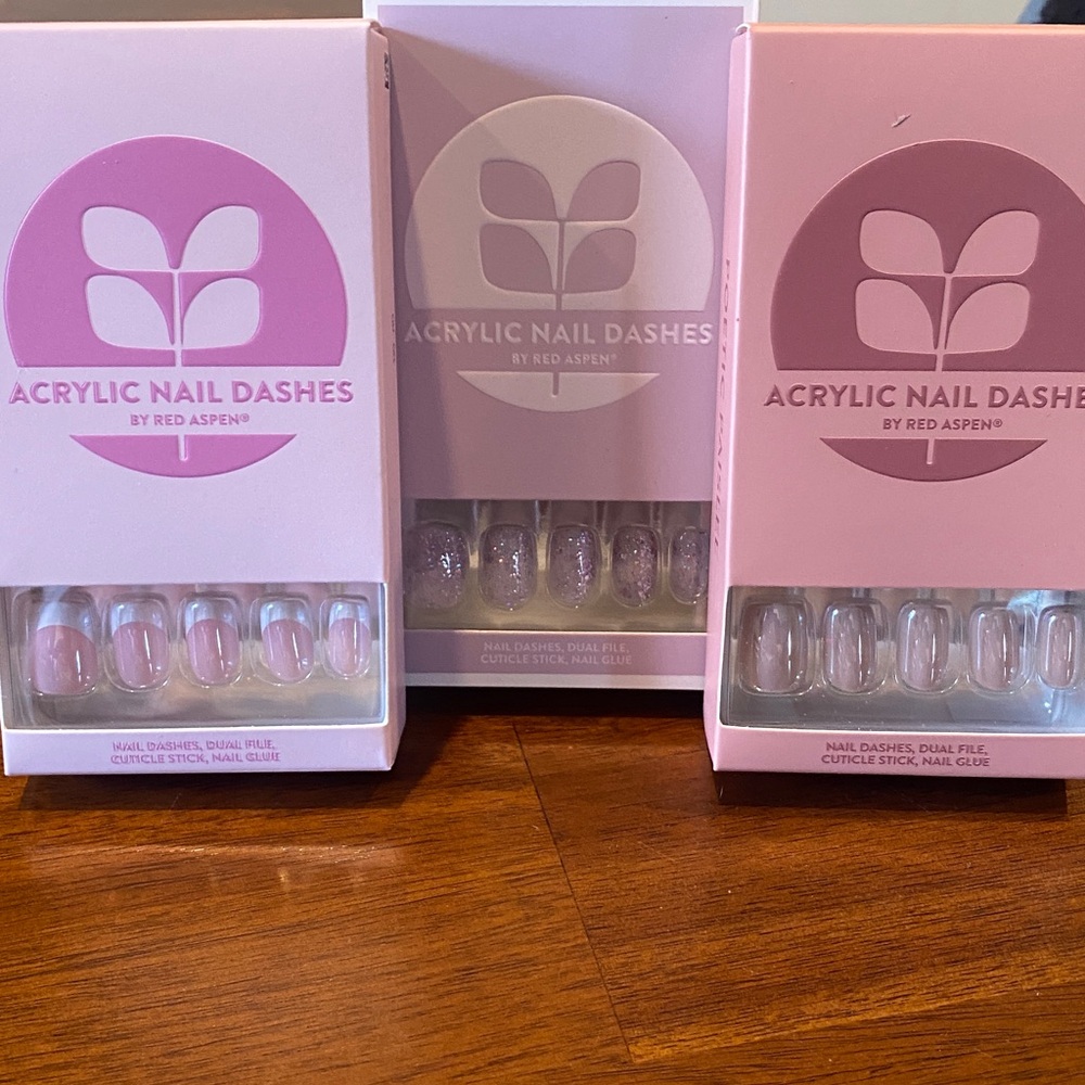 Acrylic Nail Dashes, 3 sets. Brand new in boxes.